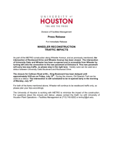Press Release WHEELER RECONSTRUCTION TRAFFIC IMPACTS