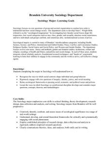 Brandeis University Sociology Department Sociology Major: Learning Goals