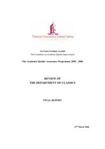 REVIEW OF THE DEPARTMENT OF CLASSICS FINAL REPORT