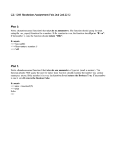 CS 1301 Recitation Assignment Feb 2nd-3rd 2010 Part 0: