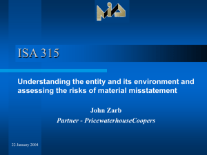 ISA 315 Understanding the entity and its environment and John Zarb