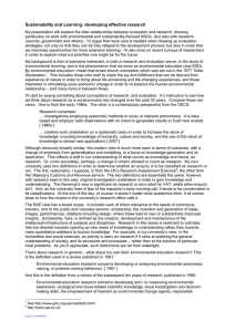 Sustainability and Learning: developing effective research