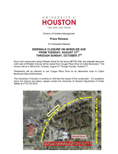 Press Release SIDEWALK CLOSURE ON WHEELER AVE FROM TUESDAY, AUGUST 31