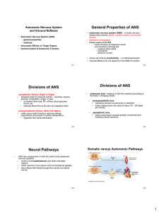General Properties of ANS Autonomic Nervous System and Visceral Reflexes