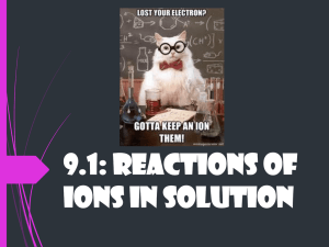 Reactions of Ions in Solution: Solubility & Equations