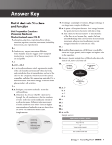 Biology Answer Key: Animal Structure & Function - Unit 4
