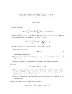 Numerical Analysis Prelim Exam: Part B August, 2011