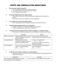 HINTS FOR FORMULATING QUESTIONS