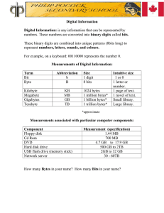 Digital Information  Digital Information: binary digits