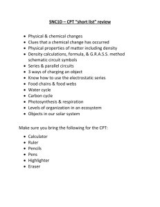 SNC1D CPT Review: Physical Science, Chemistry, Ecology