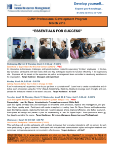 “ESSENTIALS FOR SUCCESS” Develop yourself… CUNY Professional Development Program March 2016