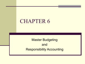 CHAPTER 6 Master Budgeting and Responsibility Accounting