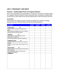 Pregnancy Meal Plan Worksheet: Canada Food Guide
