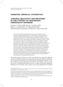 CORTISOL REACTIVITY AND RECOVERY IN THE CONTEXT OF ADOLESCENT PERSONALITY DISORDER