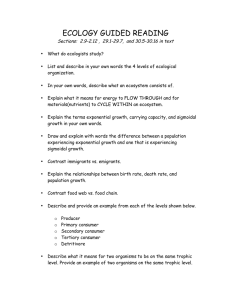 Ecology Guided Reading: Key Concepts & Relationships