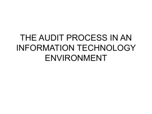 THE AUDIT PROCESS IN AN INFORMATION TECHNOLOGY ENVIRONMENT