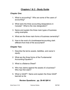Chapters 1 &amp; 2 - Study Guide