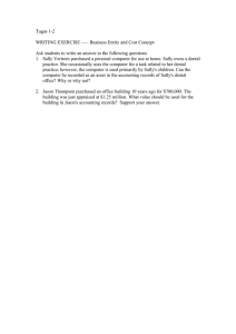 Accounting Exercise: Business Entity & Cost Concepts