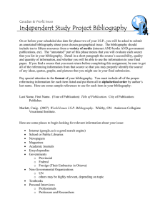 Independent Study Project Bibliography