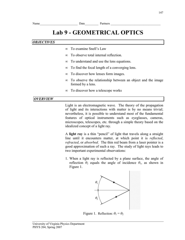 experiment geometrical optics lab report