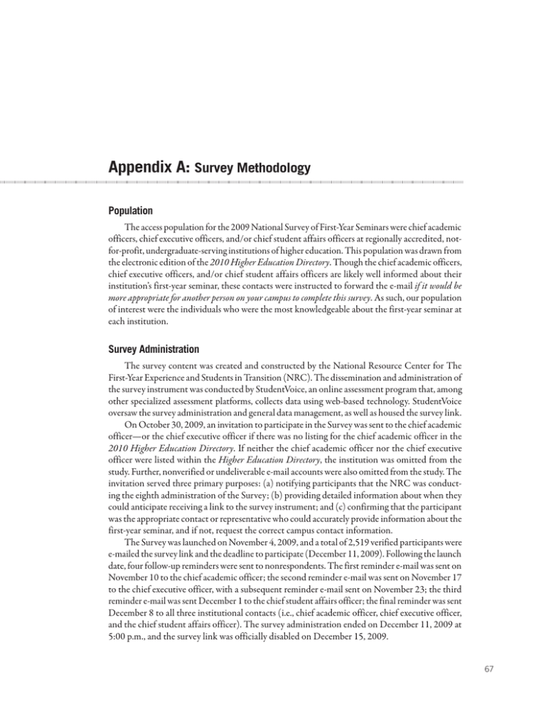 Appendix A: Survey Methodology Population