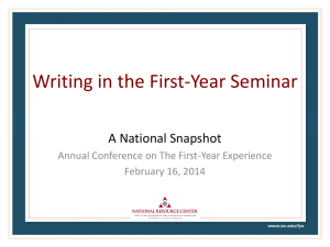 Writing in the First-Year Seminar A National Snapshot February 16, 2014