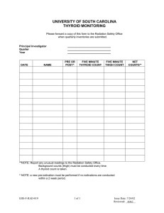 UNIVERSITY OF SOUTH CAROLINA THYROID MONITORING