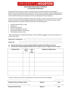 Actual Wage Determination Worksheet E-3 Australian Professional