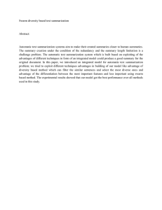 Swarm Diversity Text Summarization: Integrated Model