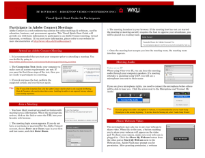 Participate in Adobe Connect Meetings  Visual Quick Start Guide for Participants