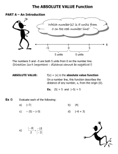 The ABSOLUTE VALUE Function  Which number(s) is 5 units from