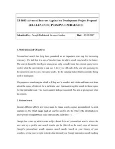 Advanced Internet Application Development Project Proposal SELF-LEARNING PERSONALIZED SEARCH CS 8803