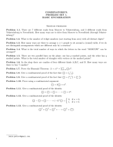 COMBINATORICS. PROBLEM SET 1. BASIC ENUMERATION Seminar problems
