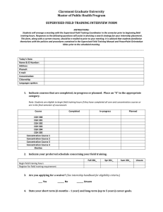 Claremont	Graduate	University Master	of	Public	Health	Program  SUPERVISED	FIELD	TRAINING	INTERVIEW	FORM
