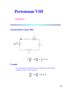 Pertemuan VIII Aplikasi  Second Order Linear DEs