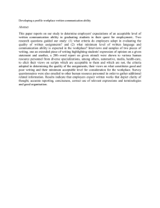 Developing a profile workplace written communication ability Abstract