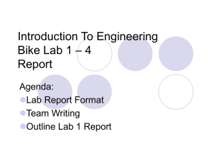 Introduction To Engineering – 4 Bike Lab 1 Report