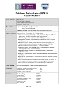 Database Technologies (MS218) Course Outline