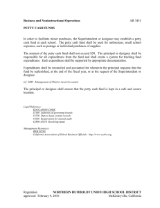 Business and Noninstructional Operations PETTY CASH FUNDS AR 3451