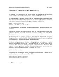 Business and Noninstructional Operations EMERGENCIES AND DISASTER PREPAREDNESS PLAN BP 3516(a)