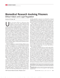 Biomedical Research Involving Prisoners Ethical Values and Legal Regulation COMMENTARIES