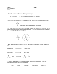 Chm 123  Name: Evaluation Quiz