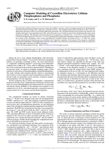 Computer Modeling of Crystalline Electrolytes: Lithium Thiophosphates and Phosphates A538