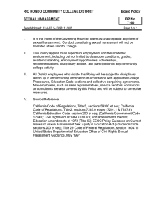 RIO HONDO COMMUNITY COLLEGE DISTRICT      ... SEXUAL HARASSMENT BP No.