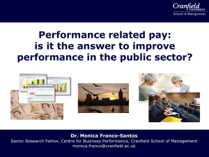 Performance related pay: is it the answer to improve Dr. Monica Franco-Santos