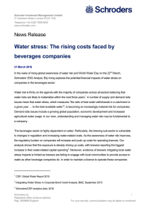 Water stress: The rising costs faced by beverages companies News Release