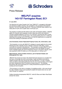 WELPUT acquires 143-157 Farringdon Road, EC1 Press Release