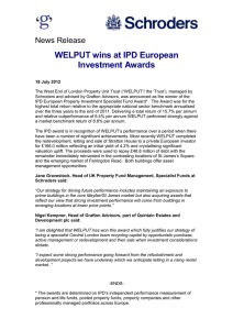 WELPUT wins at IPD European Investment Awards News Release