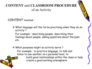 Activity Planning: Content & Classroom Procedure