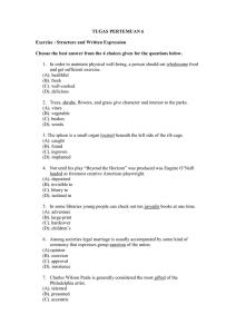 TUGAS PERTEMUAN 6  Exercise : Structure and Written Expression